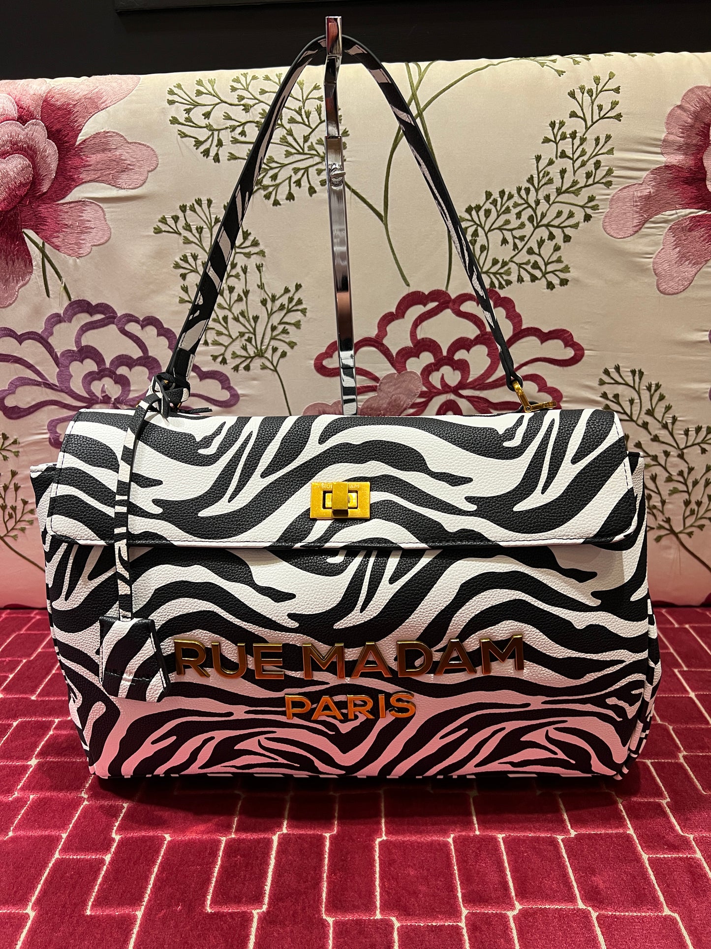 Rue Madam Paris borsa ecopelle stampa zebra con tracolla “Les jour xl “