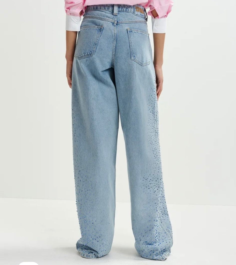 Essentiel antwerp jeans denim cristalli laterali