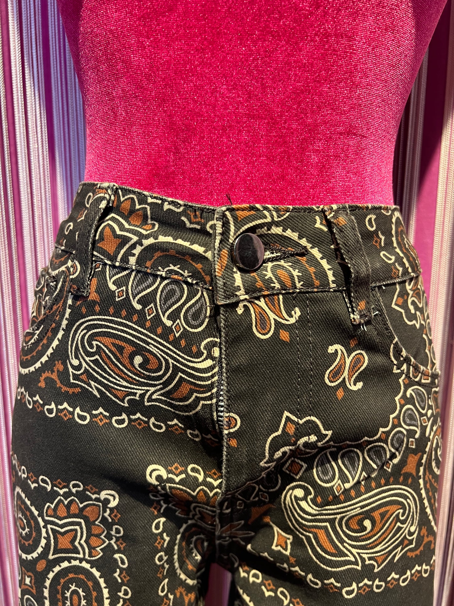 Mon amour Paris pantalone fantasia cachemire marrone a zampa