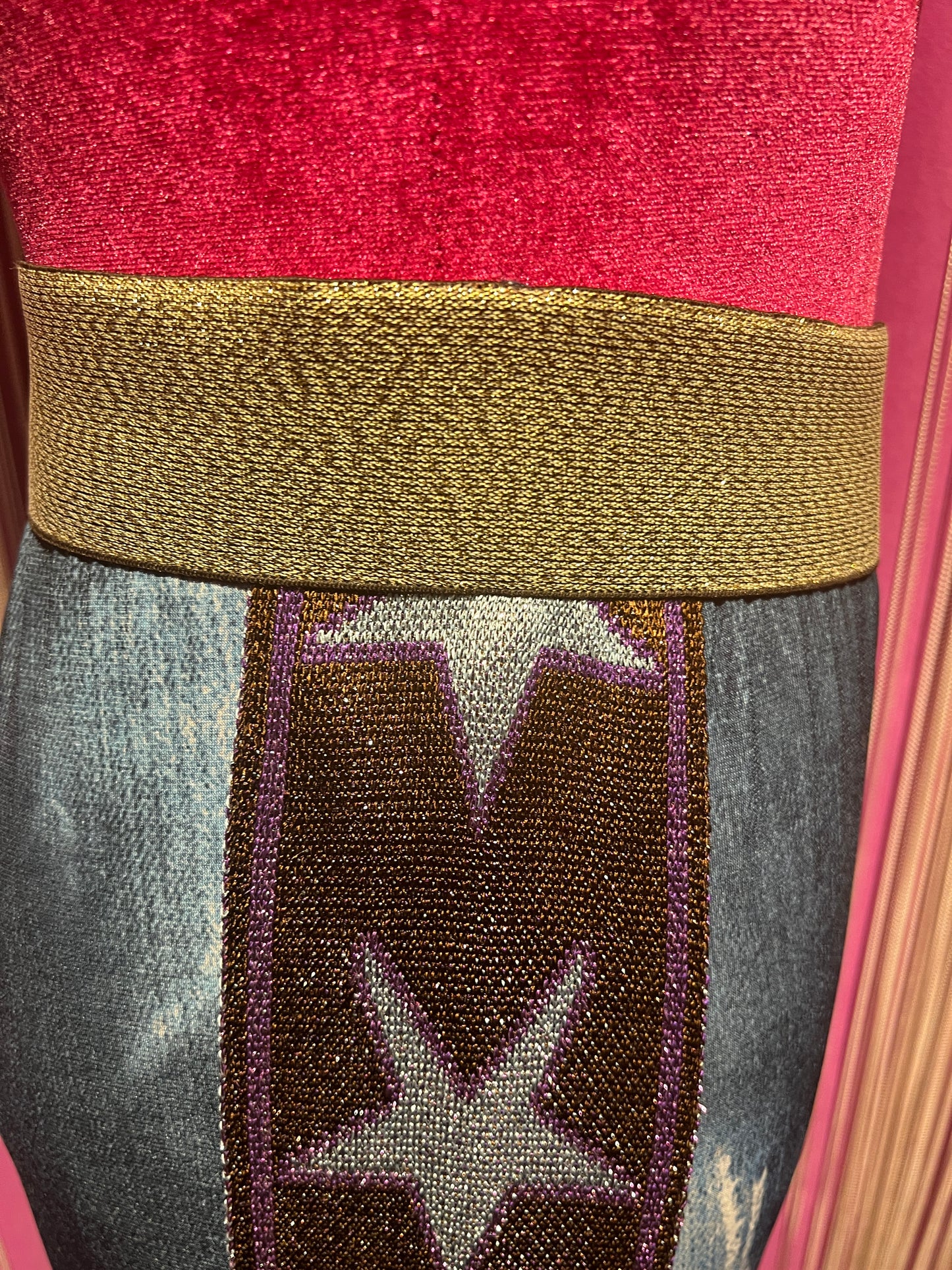 Bellavitis pantalone in Jersey stampato fantasia riga laterale in maglia stelle