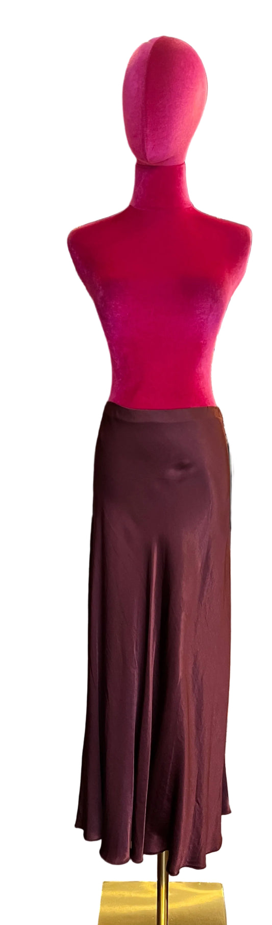 The room gonna a sirena in satin burgundi con elastico in vita