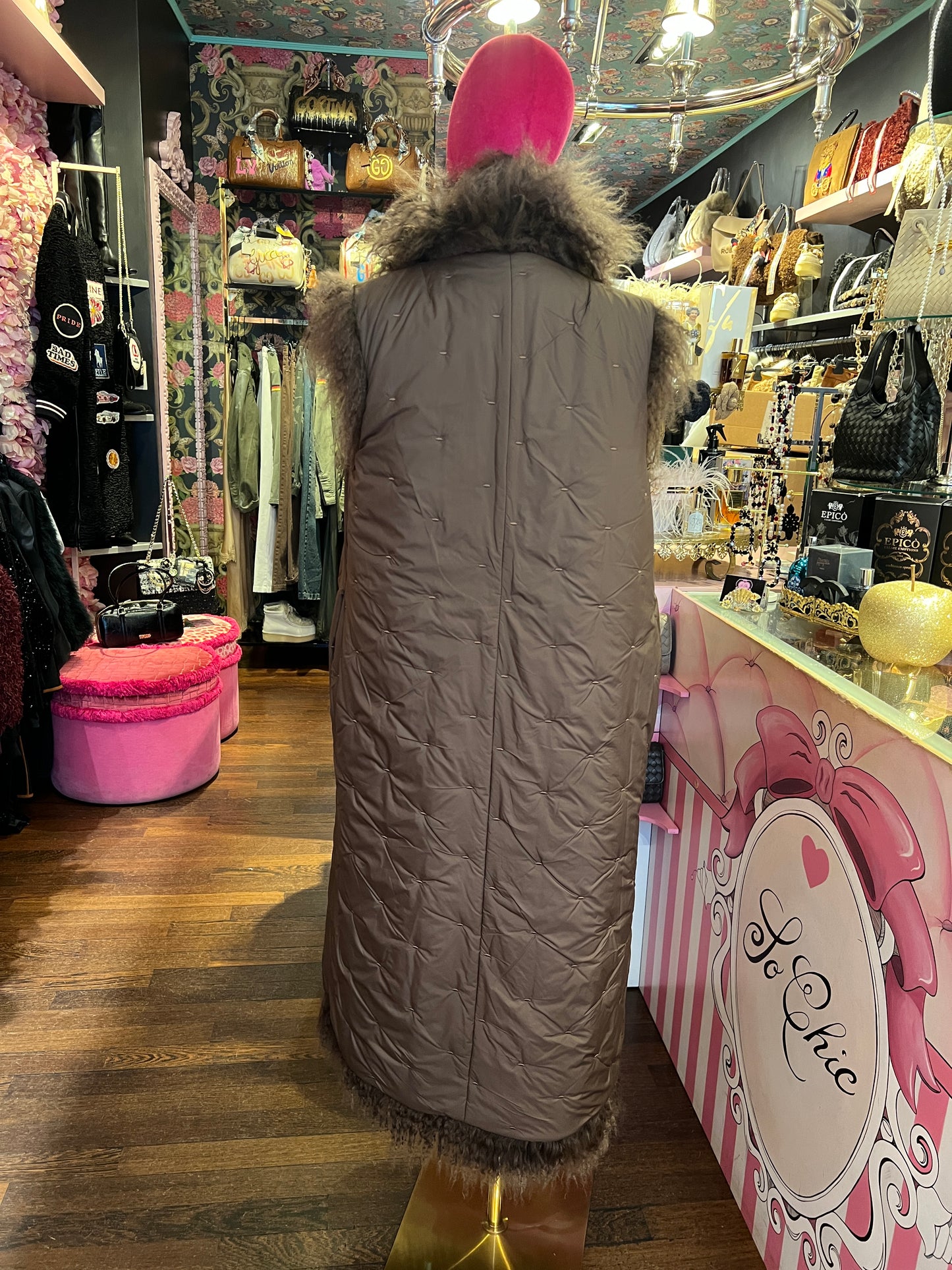 Anna Kel gilet lungo ecopelliccia mongolia reversibile
