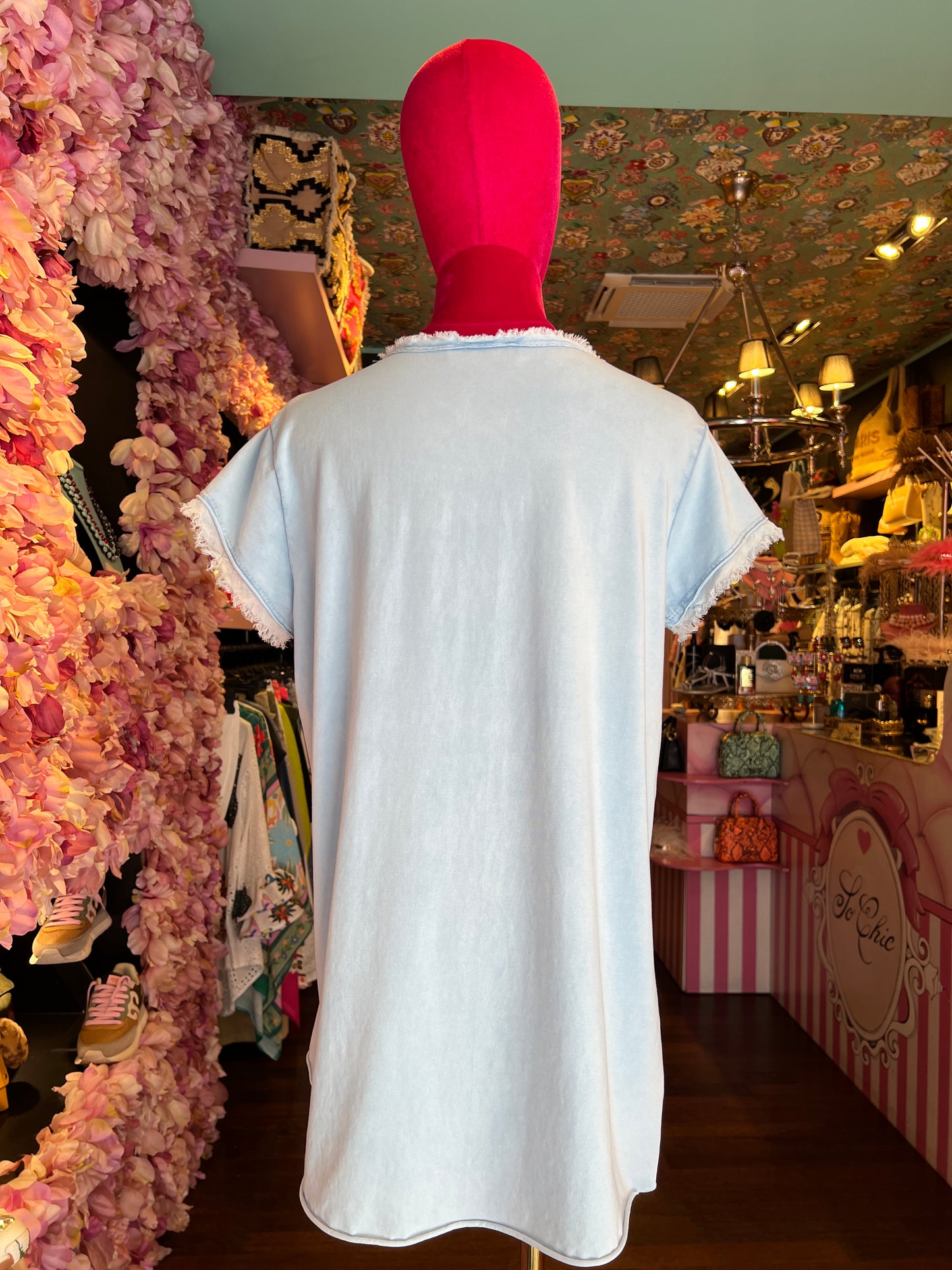 Mon amour Paris -20% dí sconto t shirt celeste cuore e scritta more amor por favor fucsia