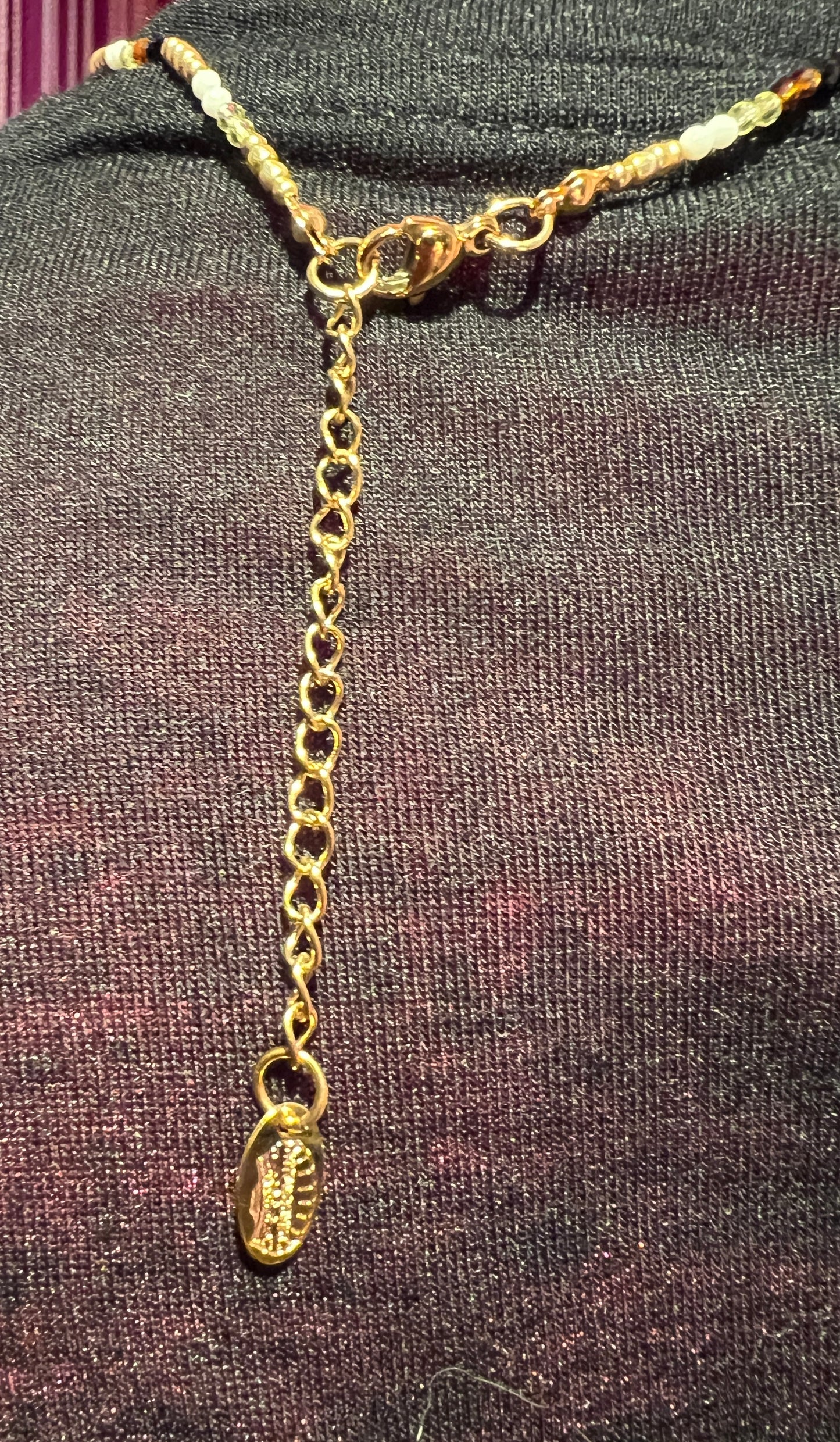 Collana girocollo perline e cuore nero pelle e velluto