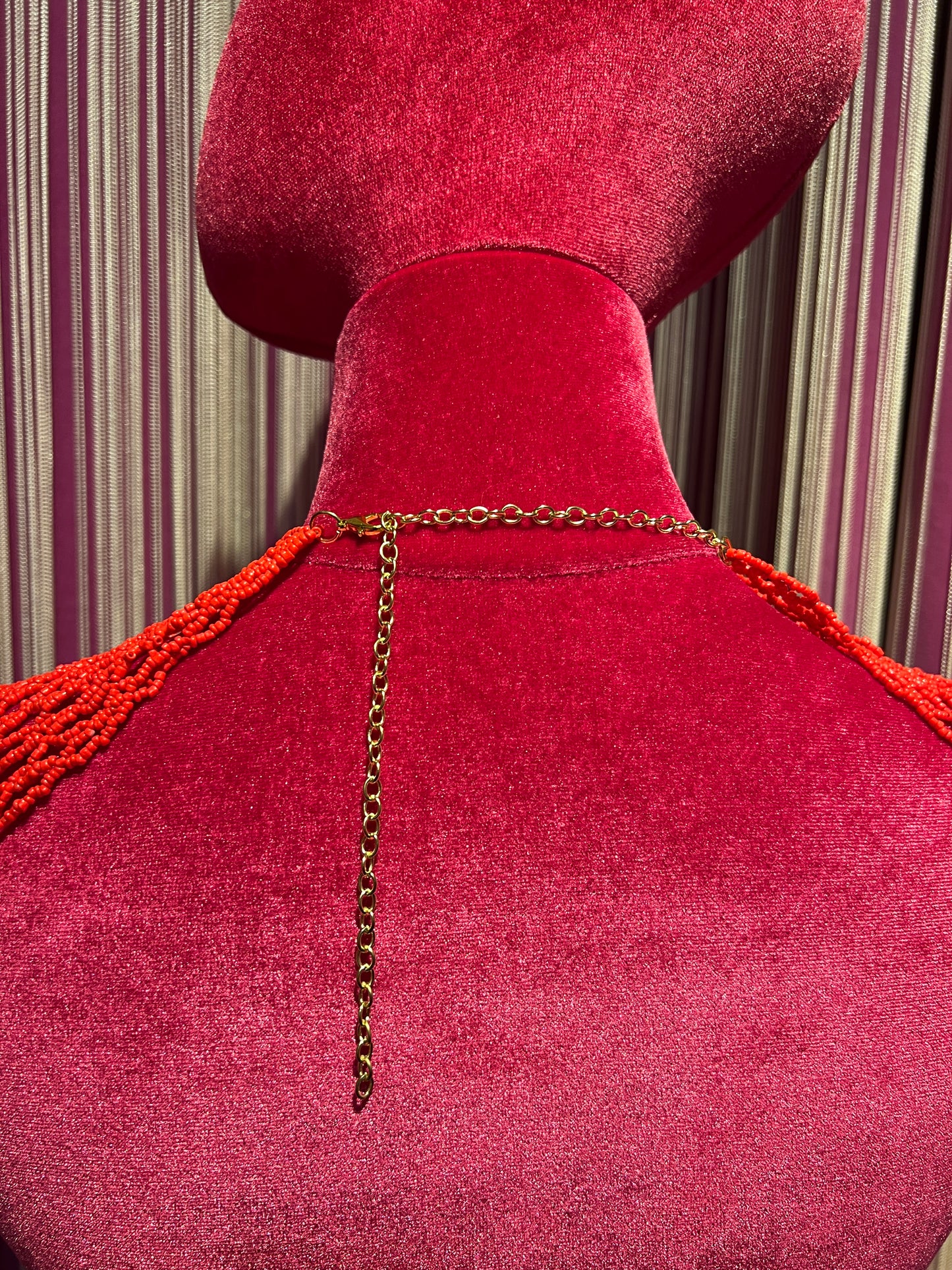 Collana girocollo perline rosse