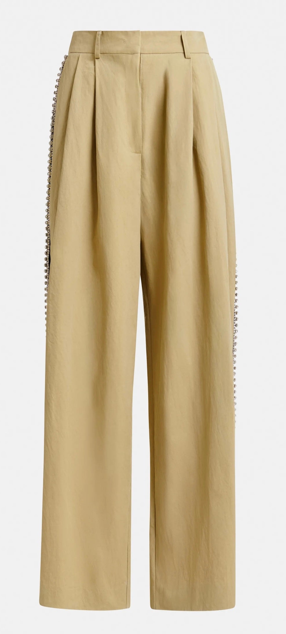 Essentiel antwerp pantalone gamba larga plissettato con bordo impreziosito da strass Iso