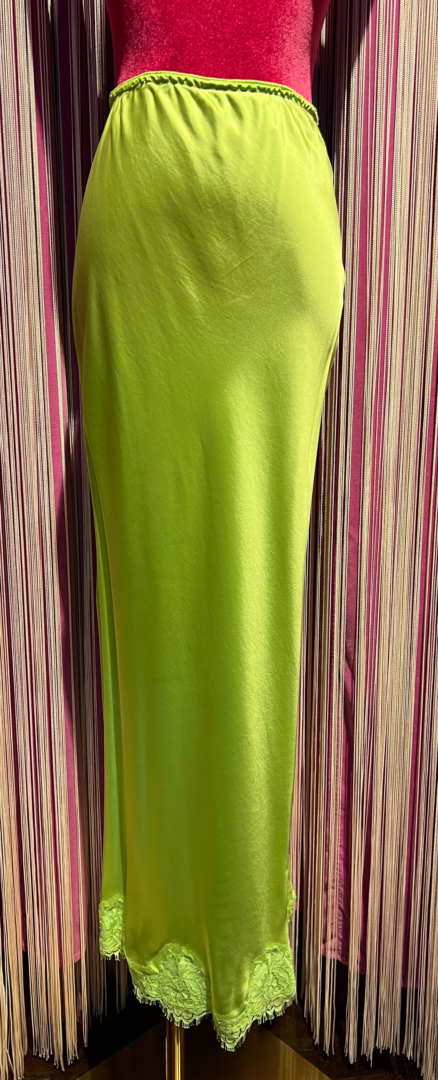 Pink memories -40%gonna sirena con pizzo verde fluo