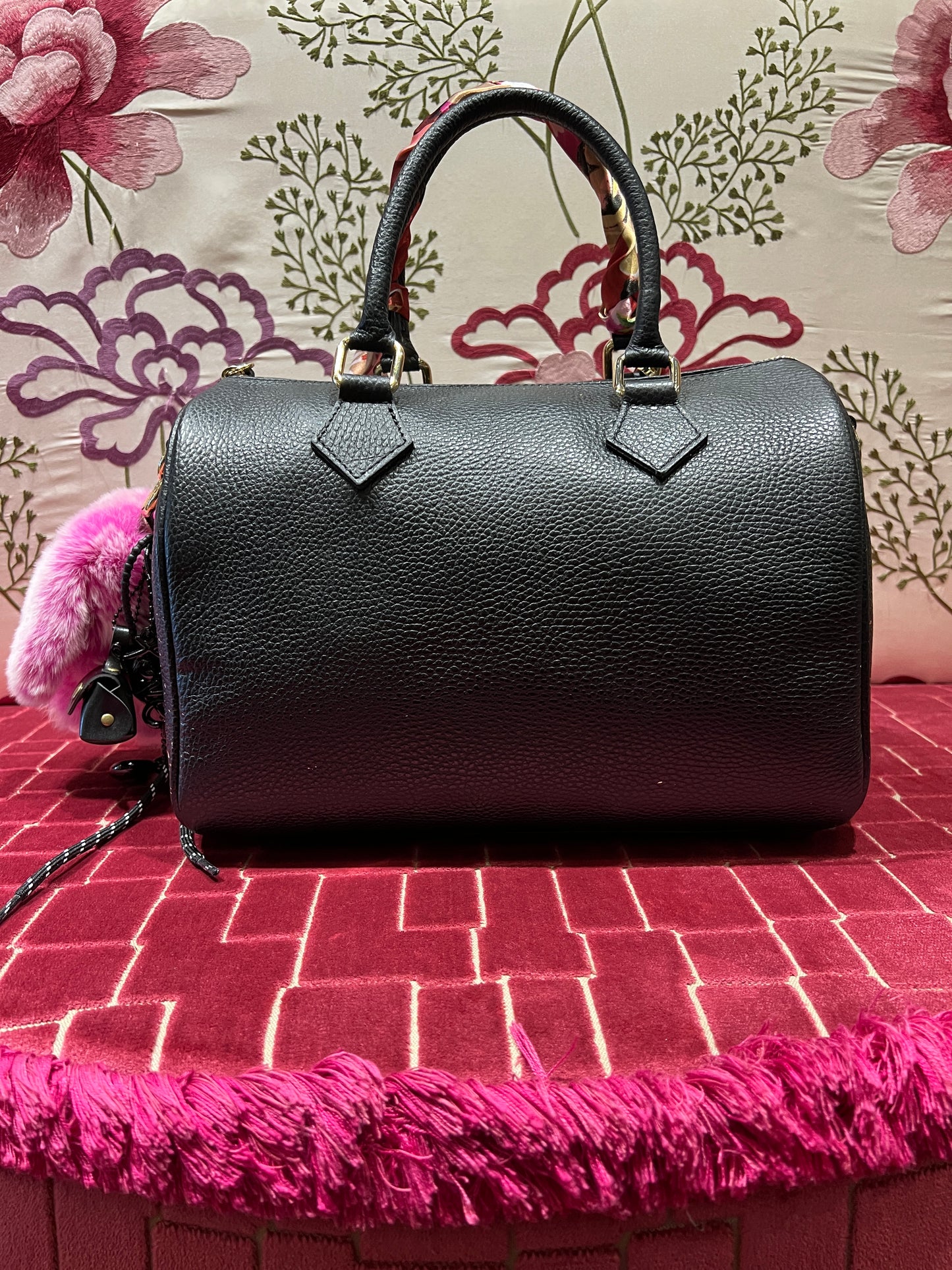 ABpink🩷borsa pelle con tracolla dipinta a mano charms coniglietto