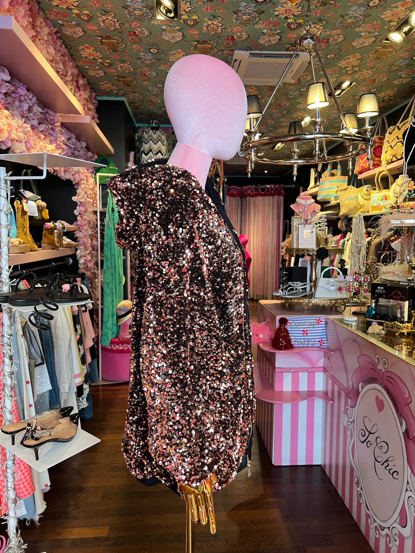 5 Progress bomber oversize full paillettes chocolate