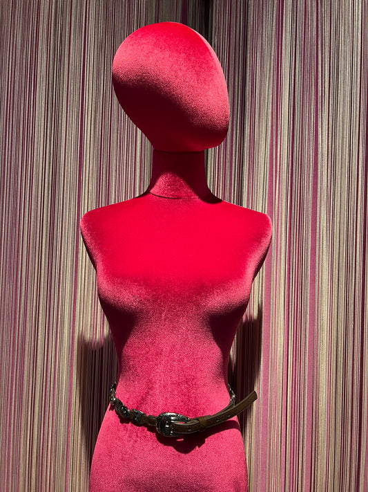 Love & roses cintura in ecopelle marrone con medaglioni argentati e pietre
