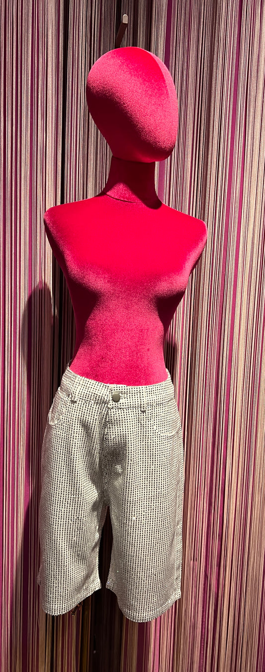 The room -50% di sconto bermuda bianco con cristalli argento