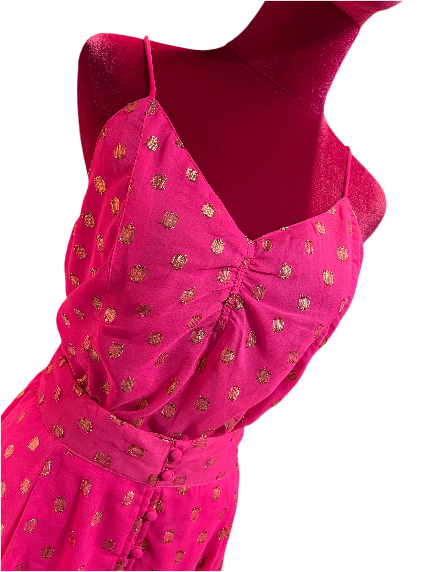 Wild -50% di sconto completo in tessuto ricamato filo oro top e gonna lunga con spacco