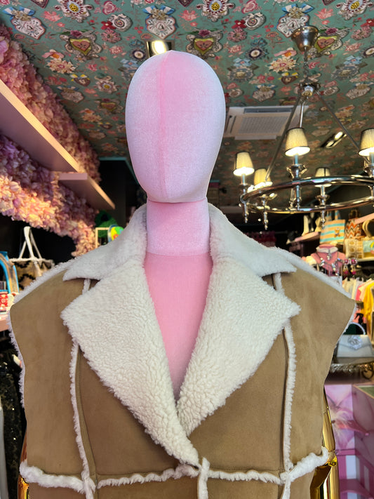 Blusotto gilet montone cuoio/panna Gemma