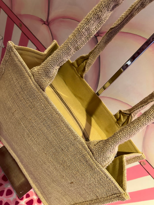 Borsa tela due manici con decorazione perline