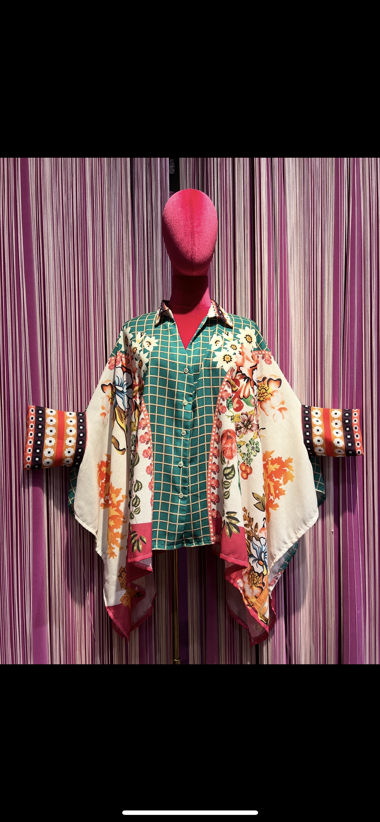 Love & roses -30% di sconto camicia kimono oversize fantasia floreale e quadri