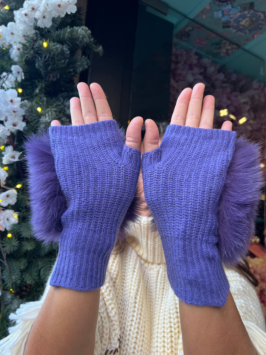 Alpo manicotto viola pelliccia volpe 100% riciclata💜