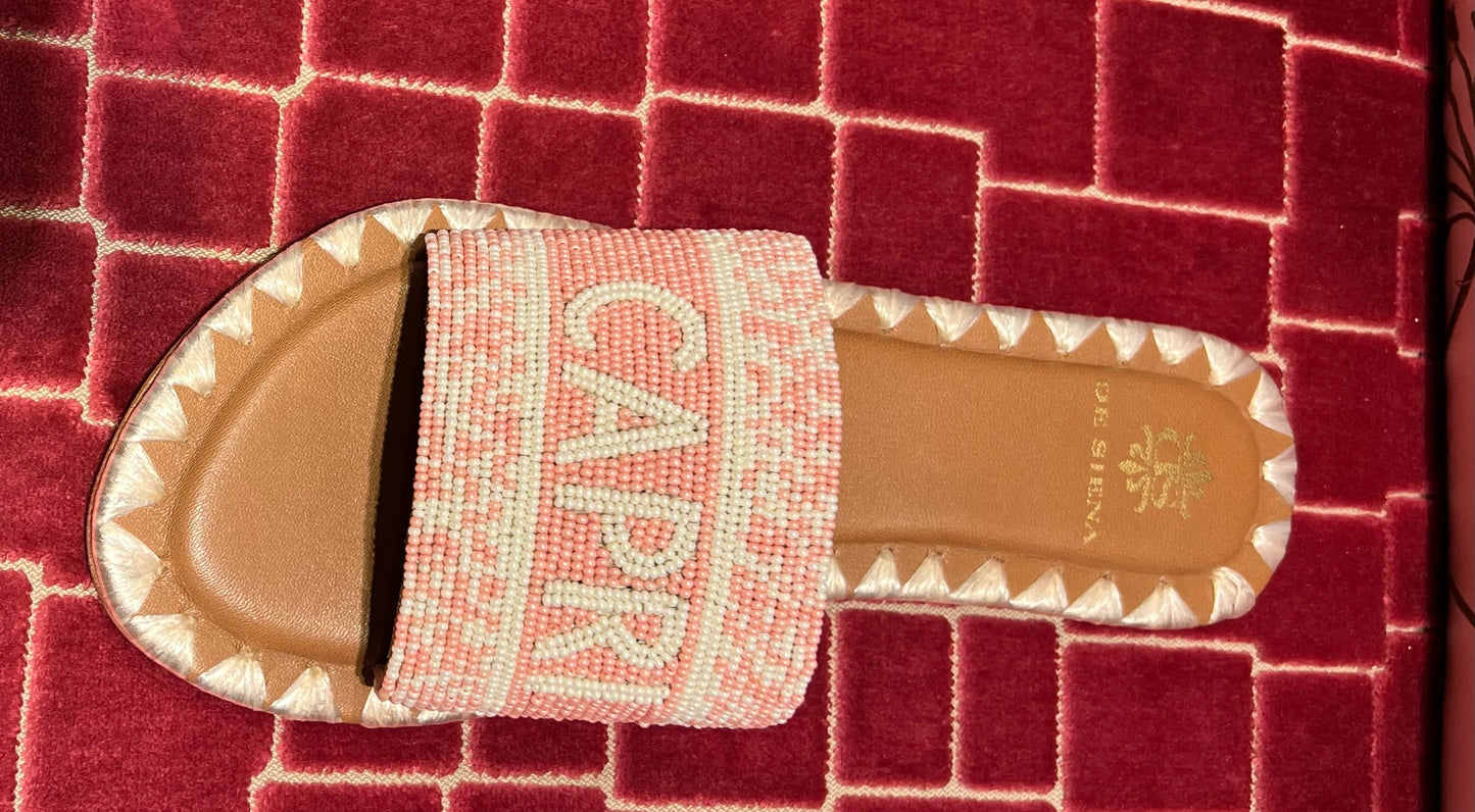 De Siena meno 50% ciabattina perline rosa e bianche Capri