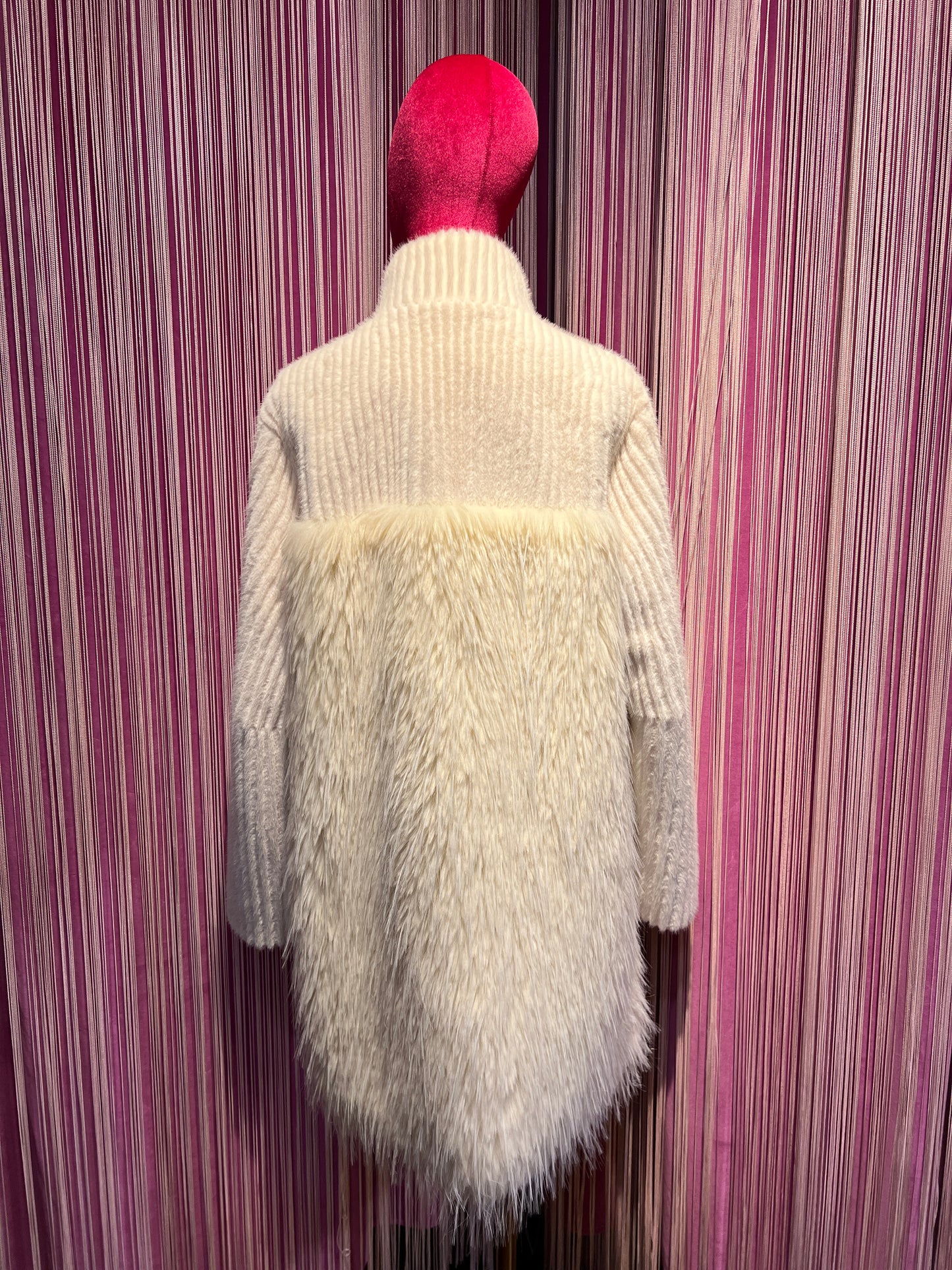 Uncommon giacca cappotto ecopelliccia panna