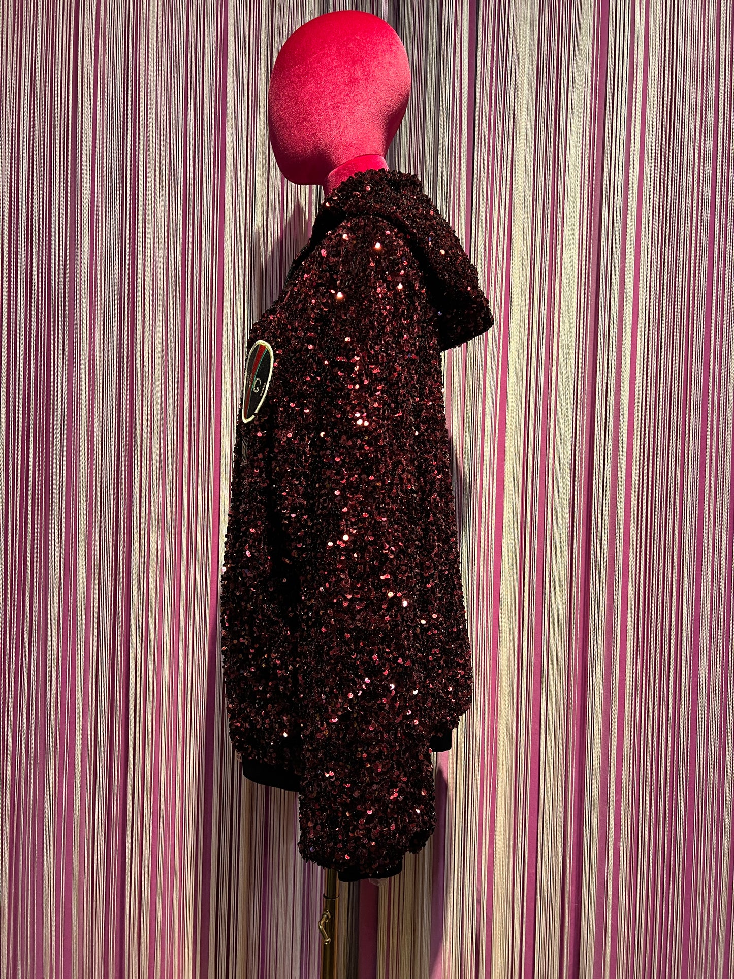 5 Progress bomber oversize full paillettes burgundi