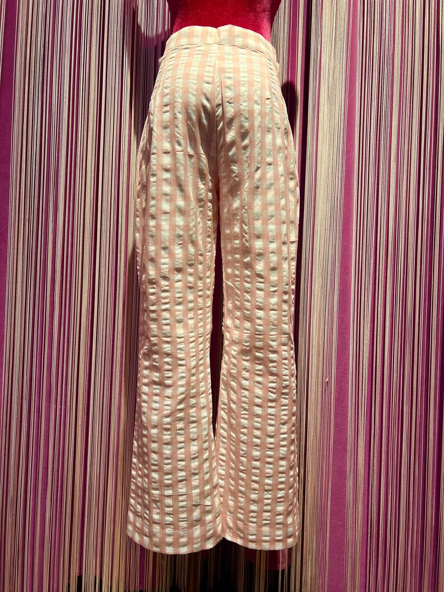 Brigitte Bardot pantalone a quadri vichy rosa e bianco