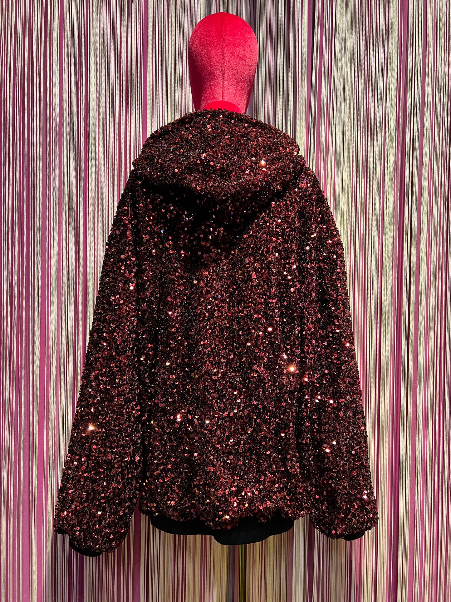 5 Progress bomber oversize full paillettes burgundi
