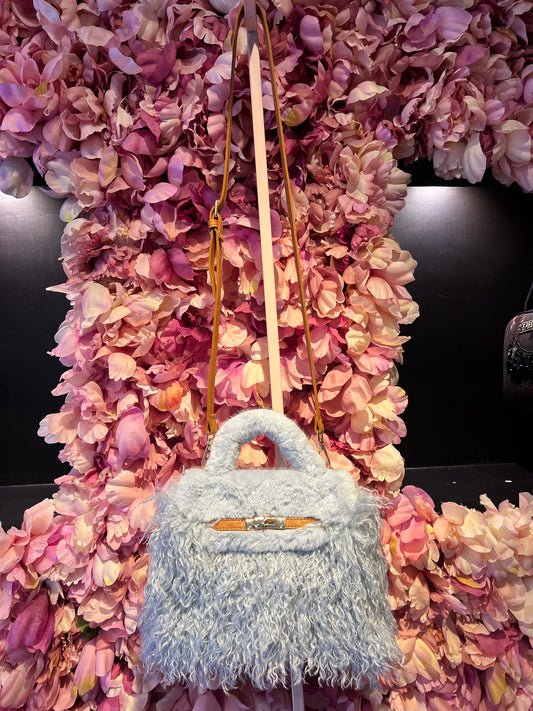 Snow-up Milano borsa in eco Mongolia ed ecopelle con tracolla , colore celeste