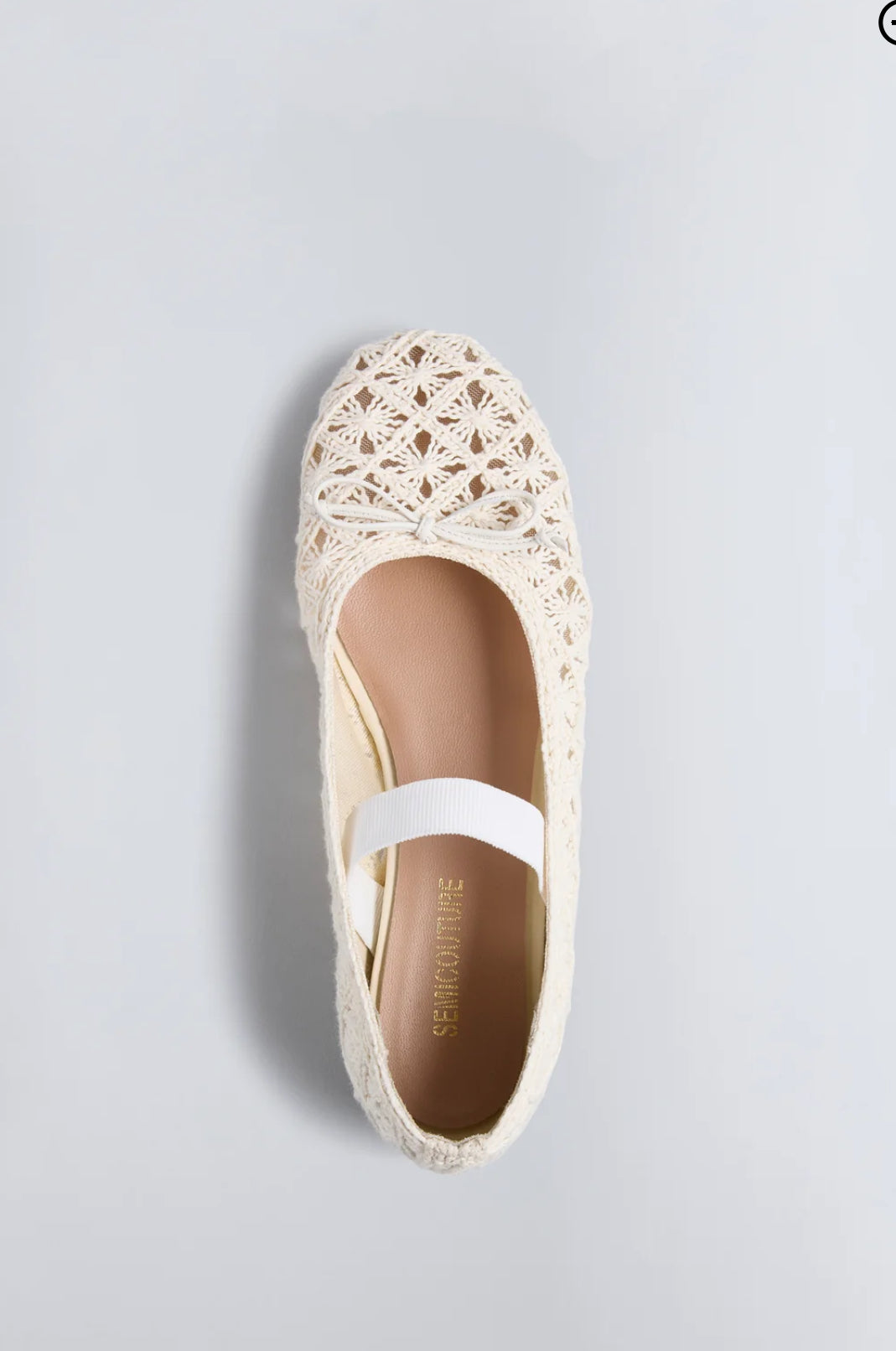 Semicouture ballerina in crochet , dettaglio fiocchetto ed elastico sul dorso