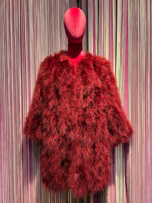 11Love is glamour cappotto piume bordeaux maniche 3/4