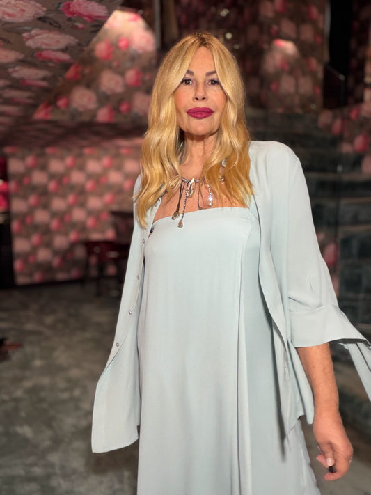 Semicouture camicia in georgette maniche 3/4 con fiocco