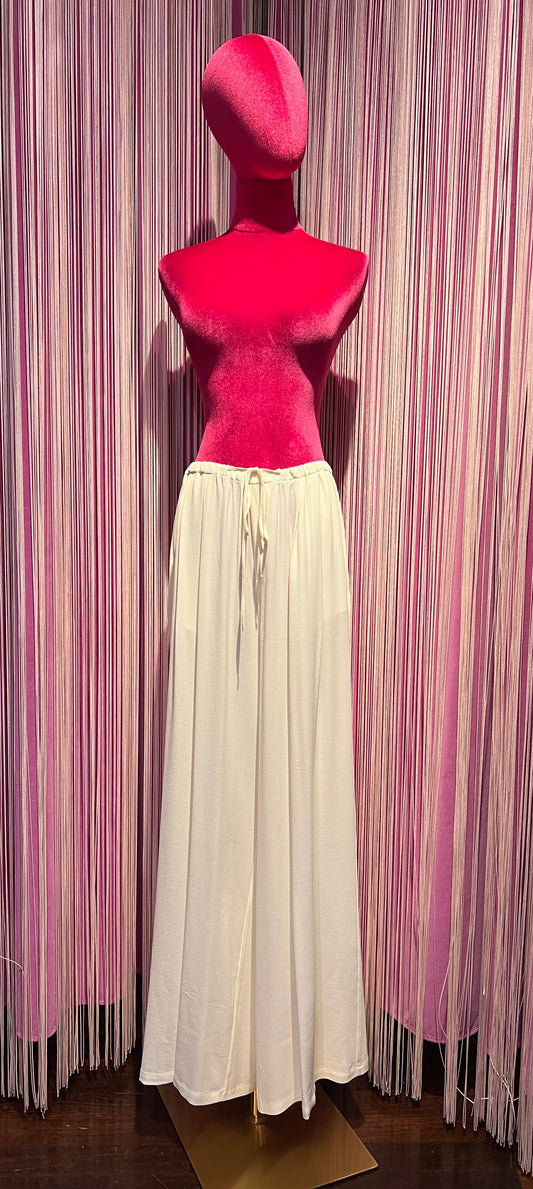 SU official pantalone morbido panna con elastico e laccetto in vita