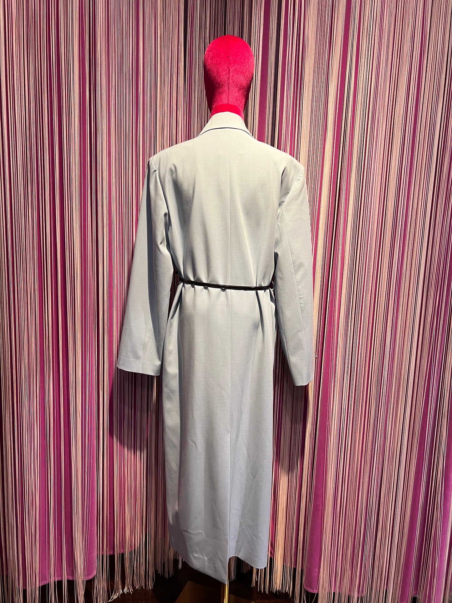 Isabelle Blanche Paris cappotto lungo doppiopetto con cintura vita tessuto maschile