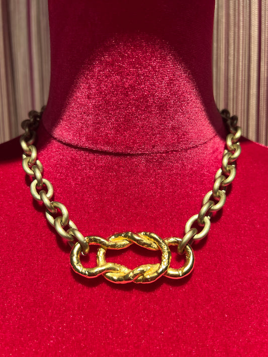 Aleva’ collana girocollo Aurora argento opaco nodo oro