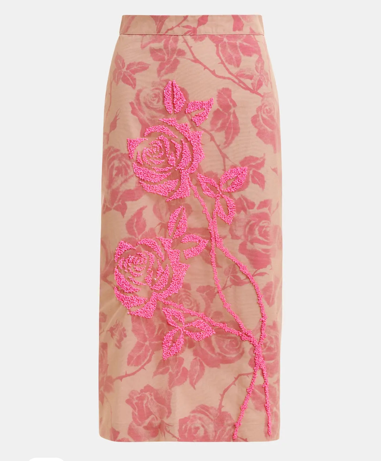Essentiel antwerp gonna fantasia fiori fondo rosa con tulle ricamato