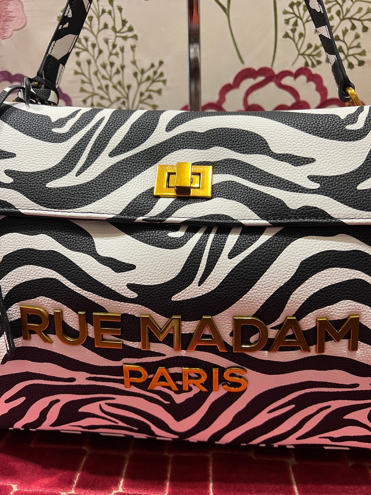 Rue Madam Paris borsa ecopelle stampa zebra con tracolla “Les jour xl “