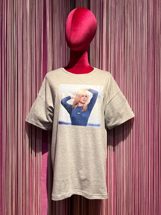 Brigitte Bardot t shirt grigio mélange con stampa foto B. B. Egerie