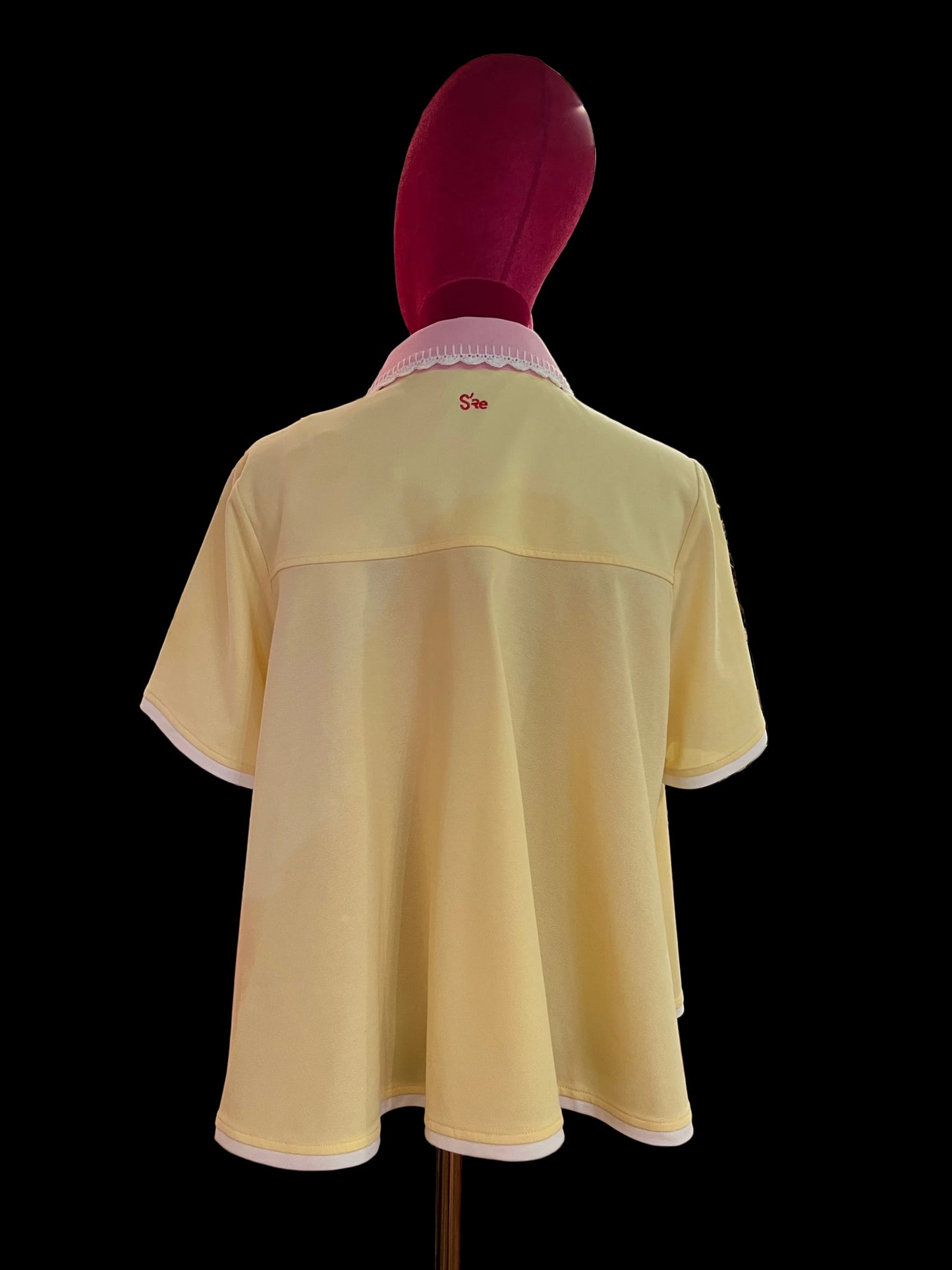 Sincere Paris -30% di sconto polo nido d’ape gialla colletto rosa e bianco