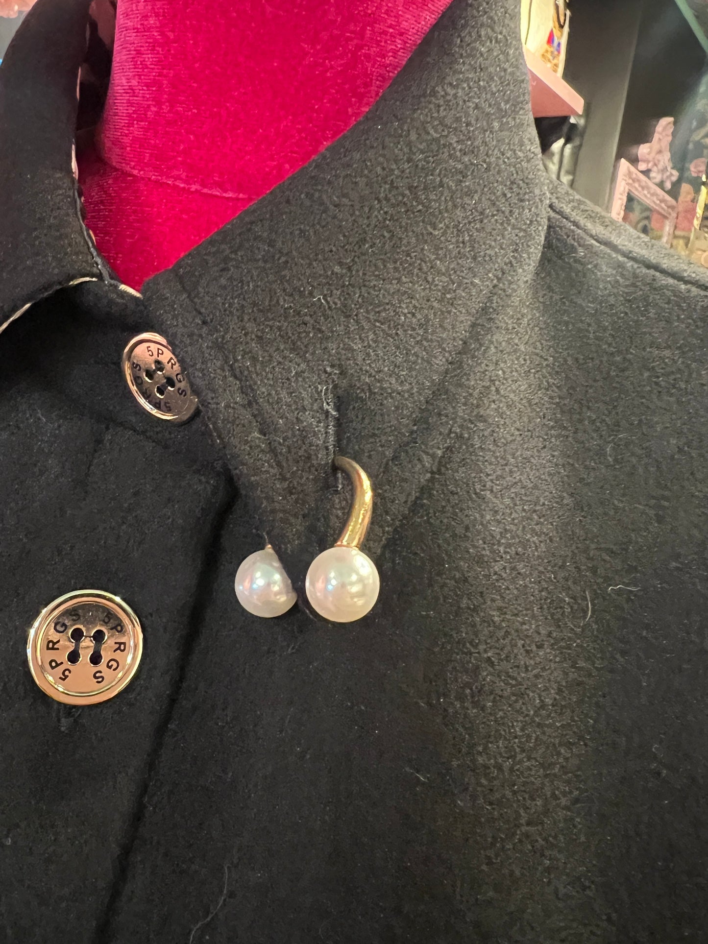 5 Progress cappotto nero con maniche in maglia e patch
