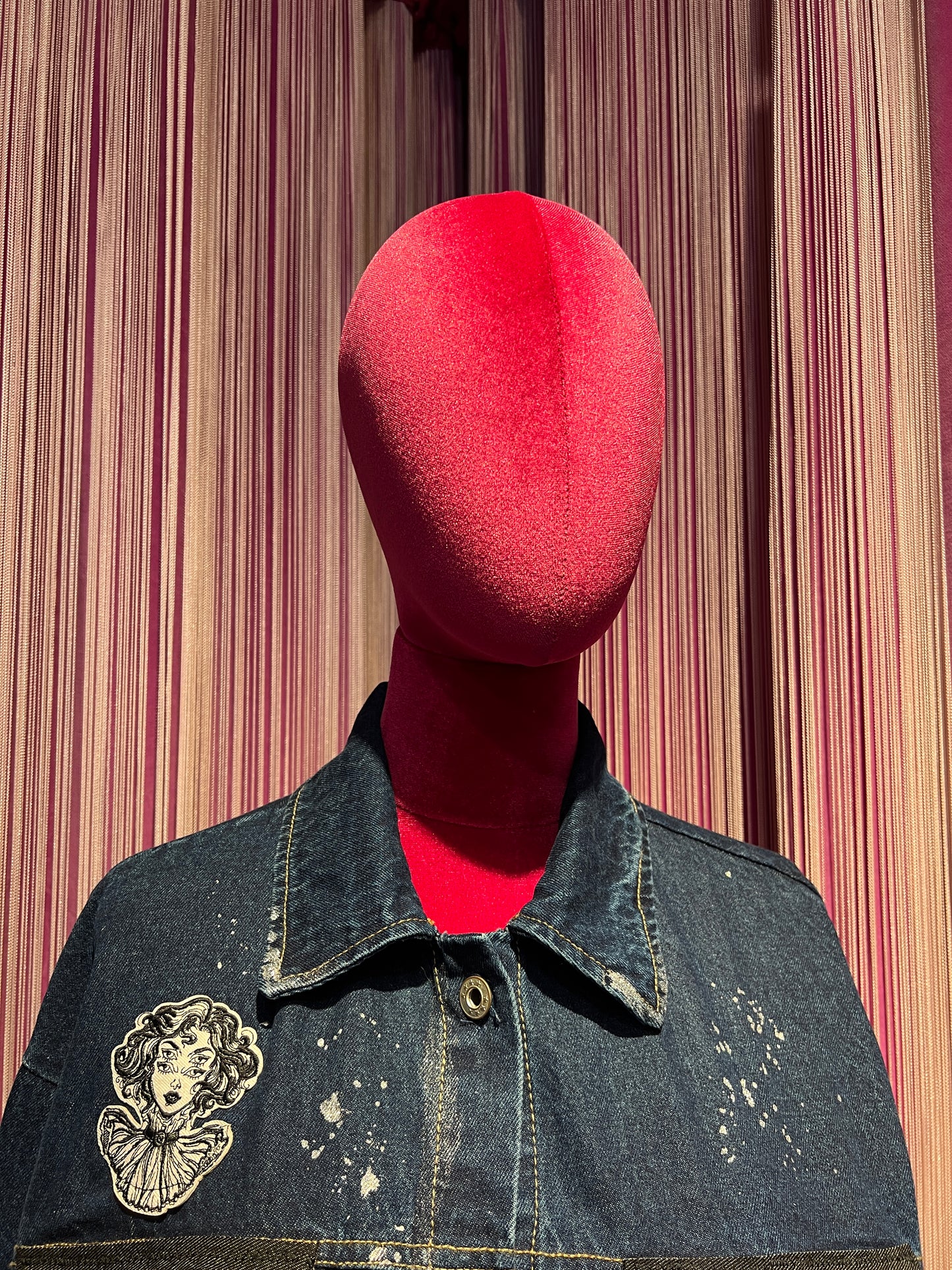 ABpink🩷 giacca camicia jeans stoffa vintage nera con patch