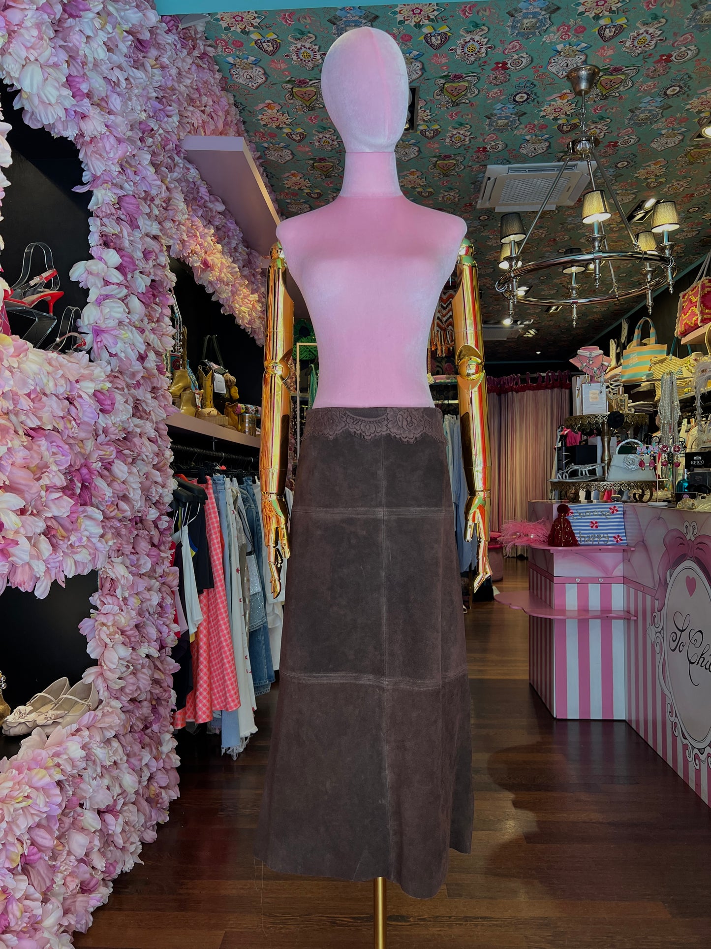 Pink memories gonna camoscio con pizzo