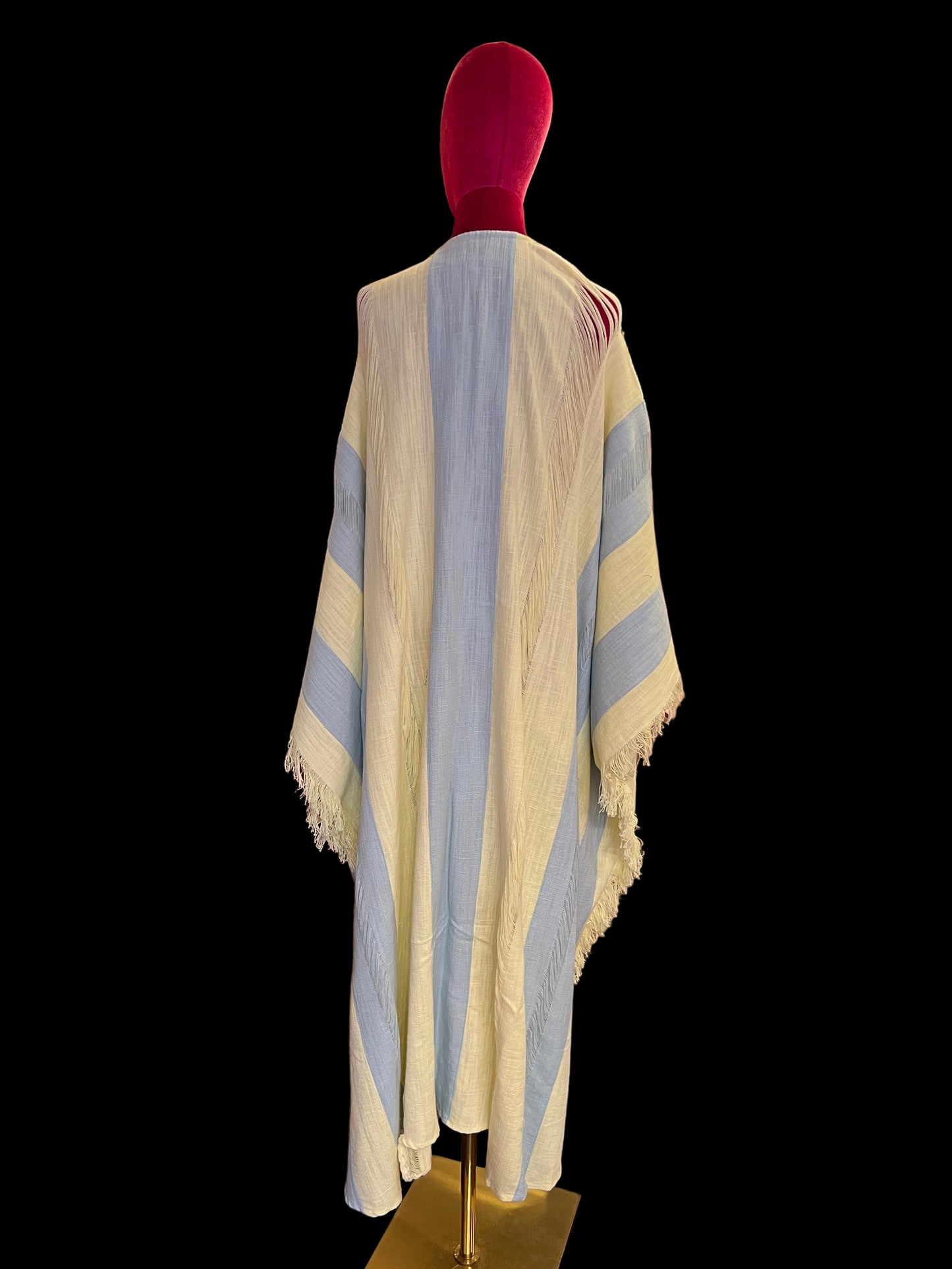 Be-sunset poncho in cotone a righe giallo chiaro e celeste