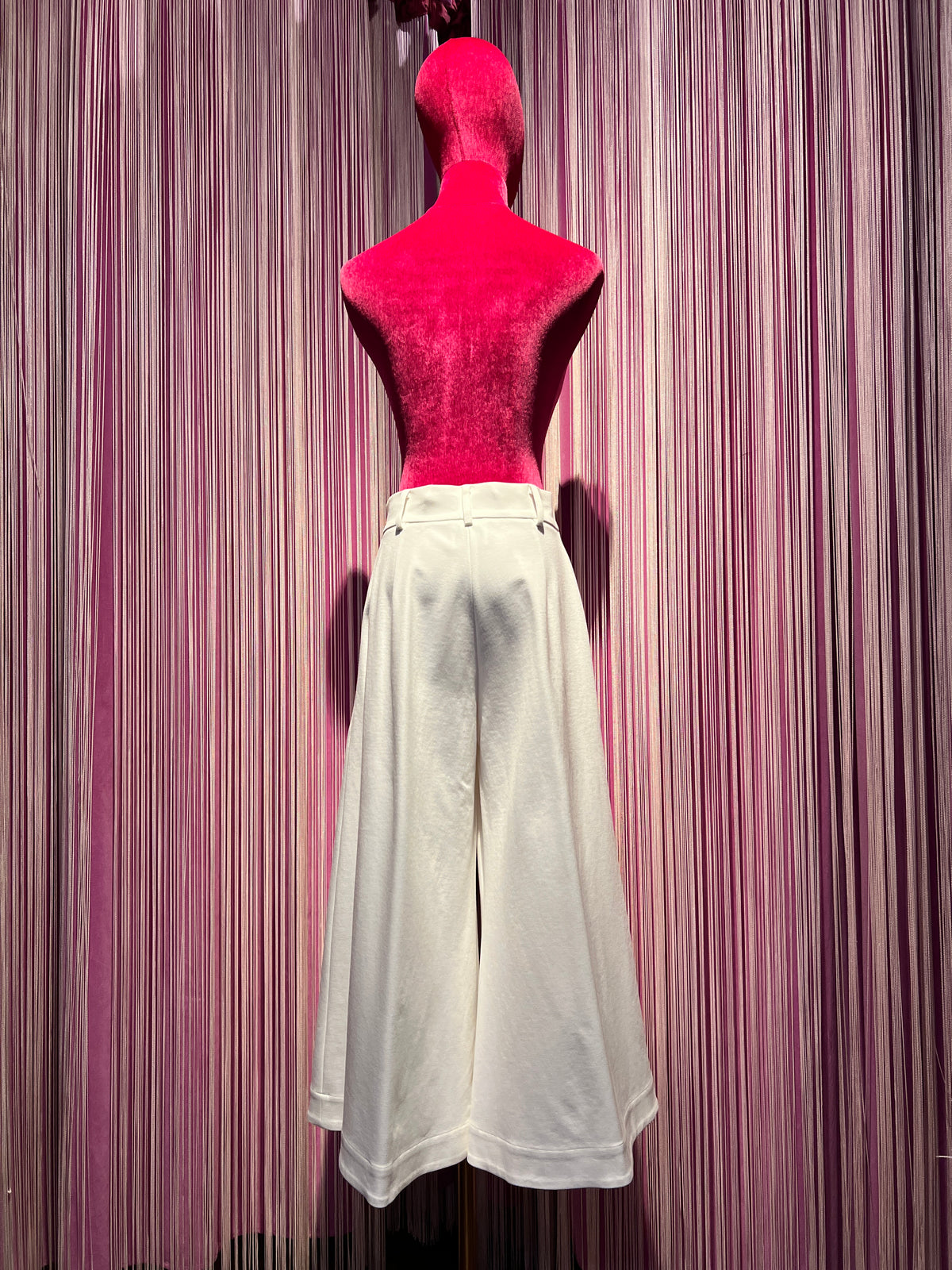 SU official pantalone elasticizzato panna punto Milano gamba ampia