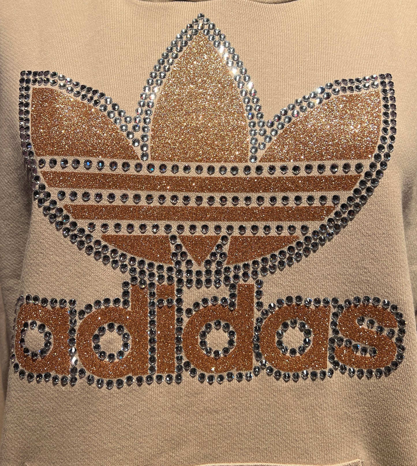 Adidas felpa con cappuccio logo in paillettes
