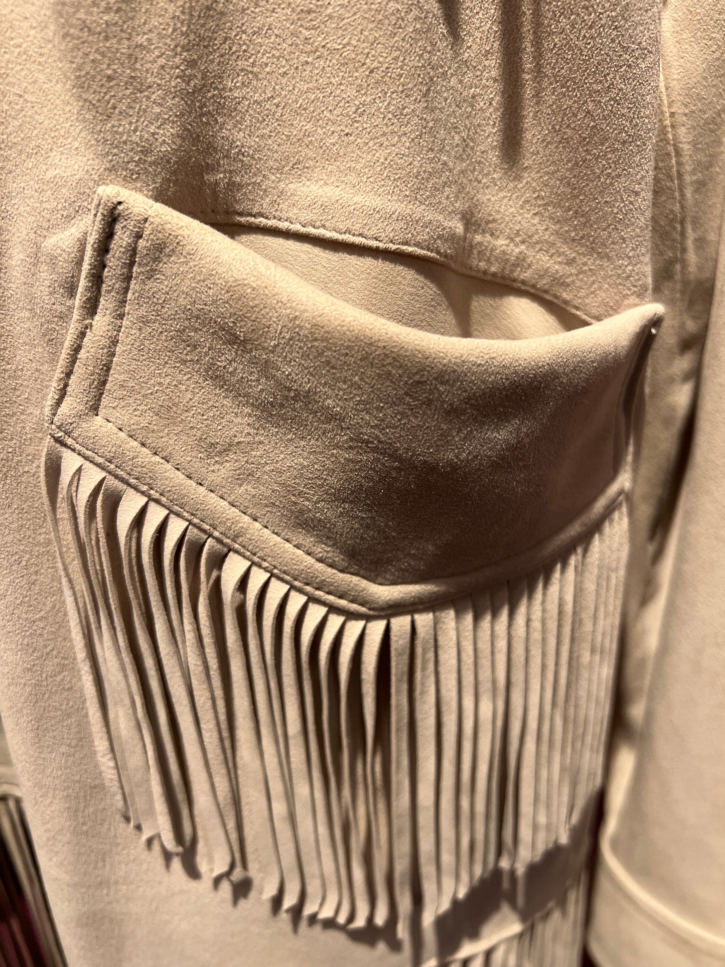 Blusotto giacca/camicia frange camoscio ghiaccio Daira