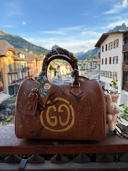 ABpink🩷 borsa pelle dipinta a mano con tracolla