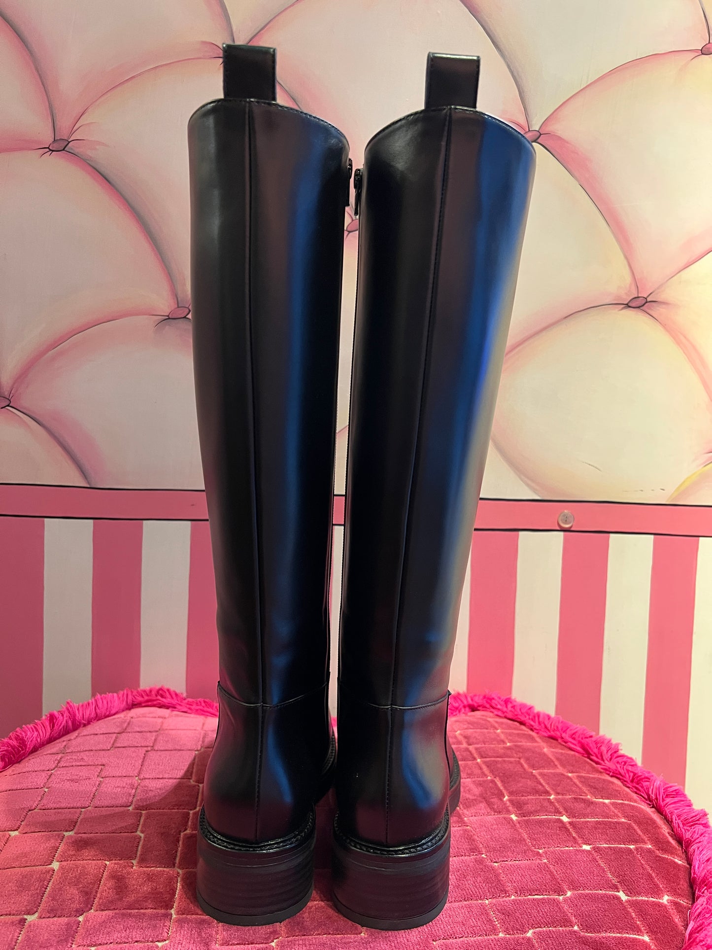 Semicouture stivale nero in pelle con suola in gomma