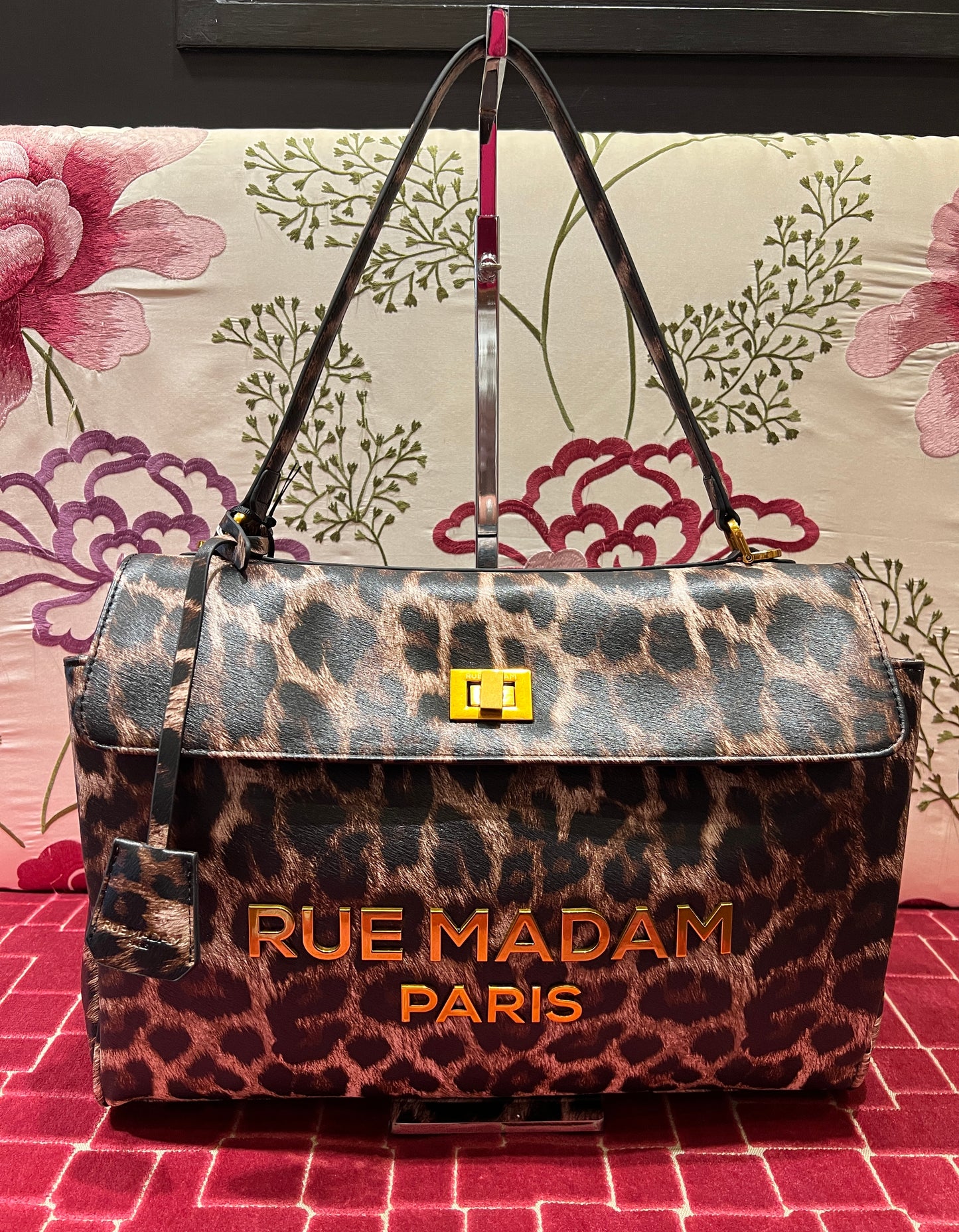 Rue Madam Paris borsa ecopelle stampa leopardo con tracolla “Les jour xl “
