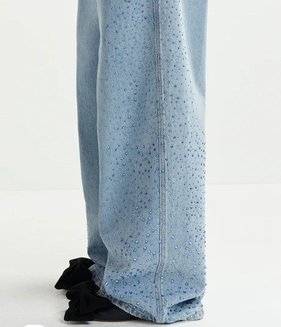 Essentiel antwerp jeans denim cristalli laterali