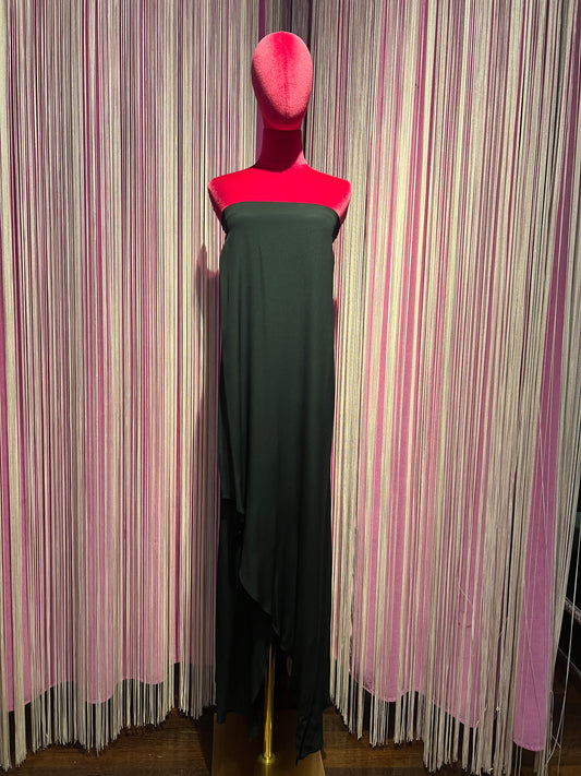 Semicouture abito a fascia in crepe de chine asimmetrico nero