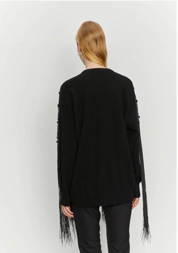 Isabelle Blanche Paris maglia girocollo con frange e perle