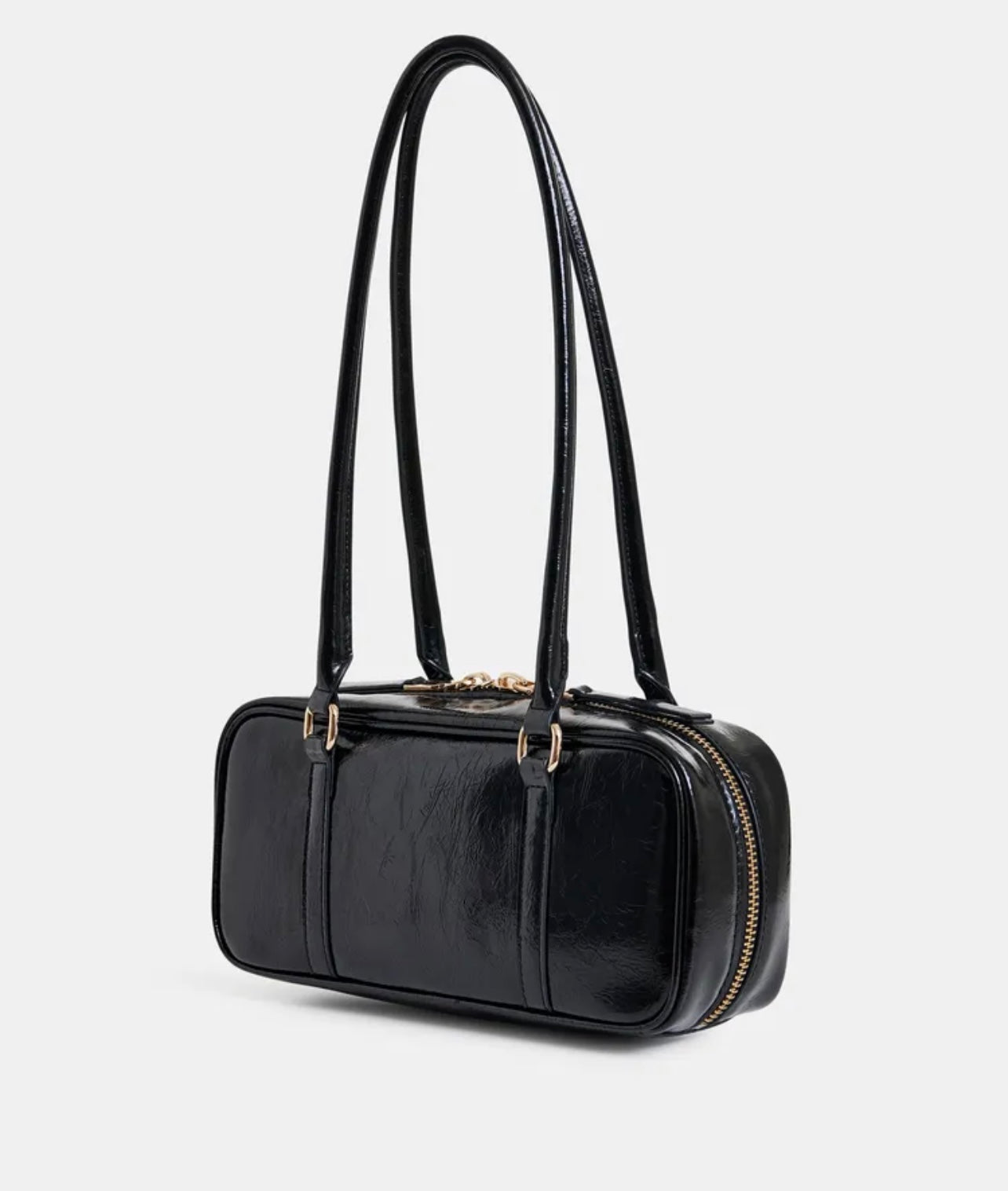 Essentiel antwerp borsa a baguette tracolla lucida nera